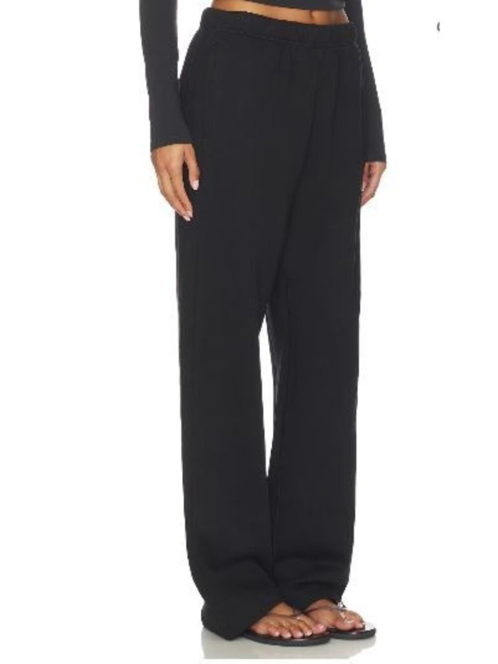 NWT SKIMS COTTON FLEECE CLASSIC STRAIGHT LEG ONYX PANTS XXS